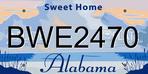 BWE2470 Alabama License Plate