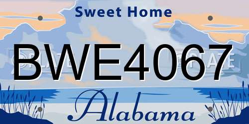 BWE4067 Alabama License Plate
