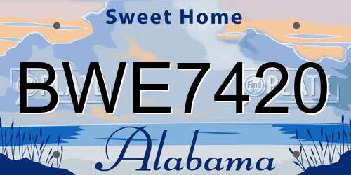 BWE7420 Alabama License Plate