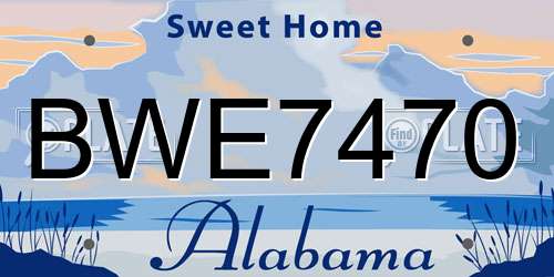 BWE7470 Alabama License Plate