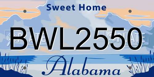 BWL2550 Alabama License Plate