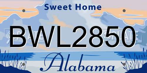 BWL2850 Alabama License Plate