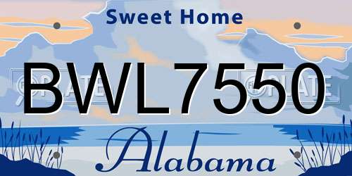 BWL7550 Alabama License Plate