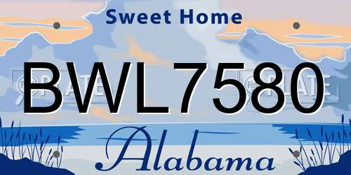BWL7580 Alabama License Plate