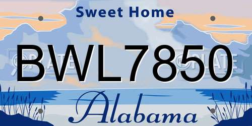 BWL7850 Alabama License Plate
