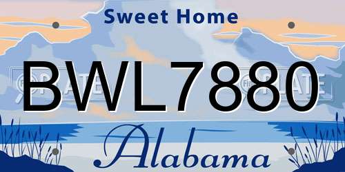 BWL7880 Alabama License Plate