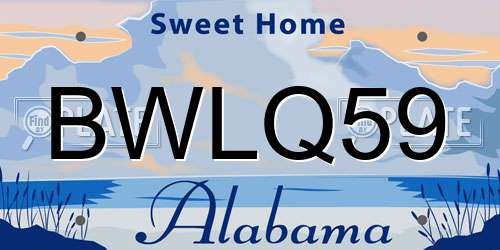 BWLQ59 Alabama License Plate