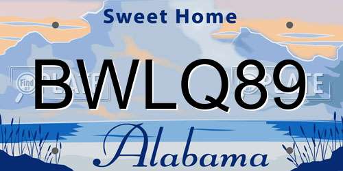 BWLQ89 Alabama License Plate