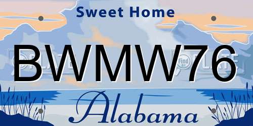 BWMW76 Alabama License Plate
