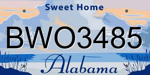 BWO3485 Alabama License Plate