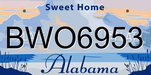 BWO6953 Alabama License Plate