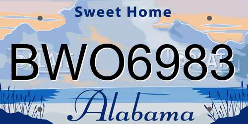 BWO6983 Alabama License Plate