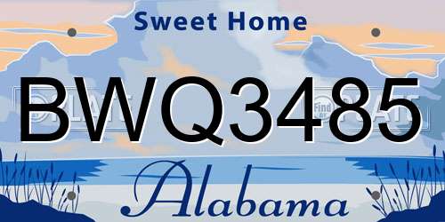 BWQ3485 Alabama License Plate