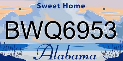 BWQ6953 Alabama License Plate