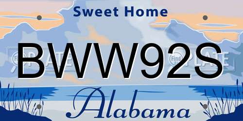 BWW92S Alabama License Plate
