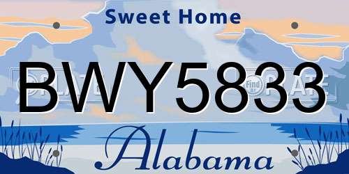 BWY5833 Alabama License Plate