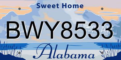 BWY8533 Alabama License Plate