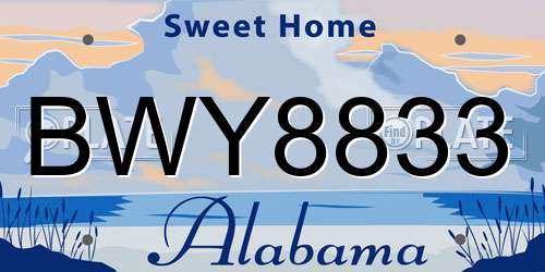 BWY8833 Alabama License Plate