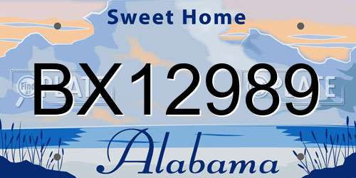 BX12989 Alabama License Plate