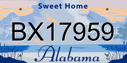BX17959 Alabama License Plate