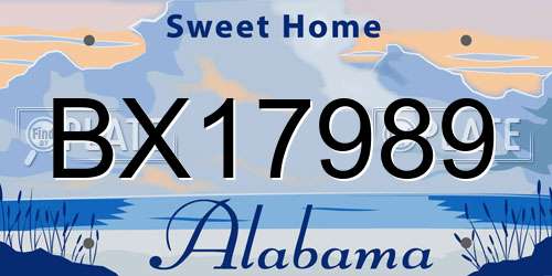 BX17989 Alabama License Plate