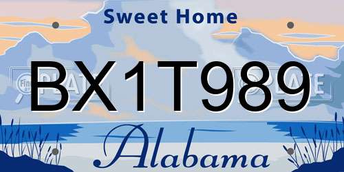 BX1T989 Alabama License Plate
