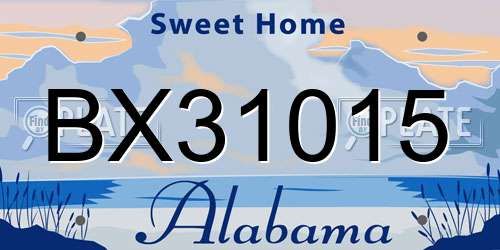 BX31015 Alabama License Plate