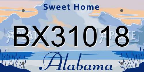 BX31018 Alabama License Plate