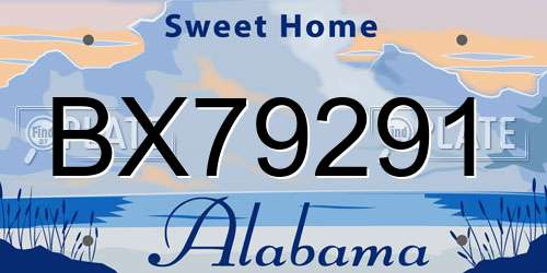 BX79291 Alabama License Plate