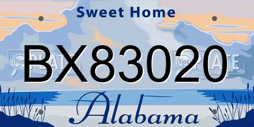 BX83020 Alabama License Plate