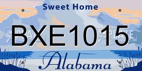 BXE1015 Alabama License Plate
