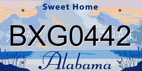 BXG0442 Alabama License Plate