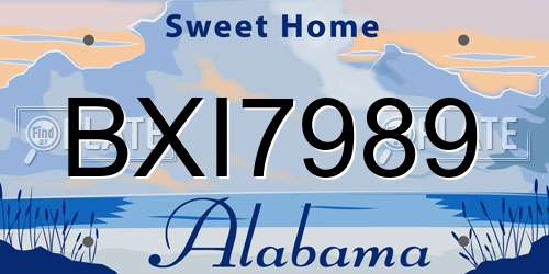 BXI7989 Alabama License Plate