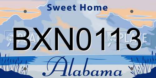BXN0113 Alabama License Plate