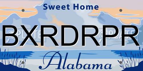 BXRDRPR Alabama License Plate