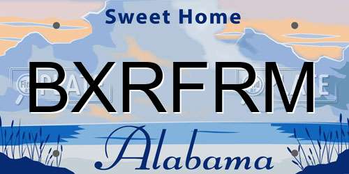 BXRFRM Alabama License Plate
