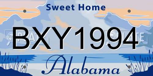 BXY1994 Alabama License Plate