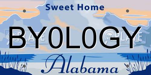 BY0L0GY Alabama License Plate