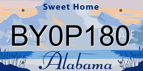 BY0P180 Alabama License Plate