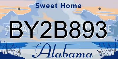 BY2B893 Alabama License Plate