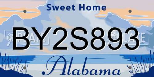 BY2S893 Alabama License Plate