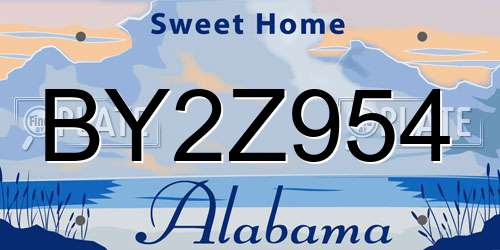 BY2Z954 Alabama License Plate