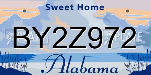 BY2Z972 Alabama License Plate