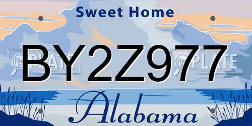 BY2Z977 Alabama License Plate