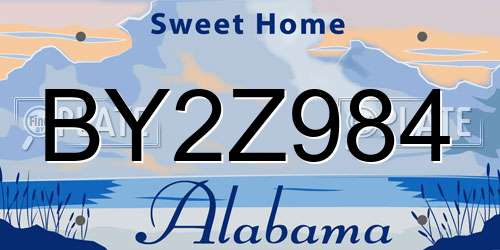 BY2Z984 Alabama License Plate