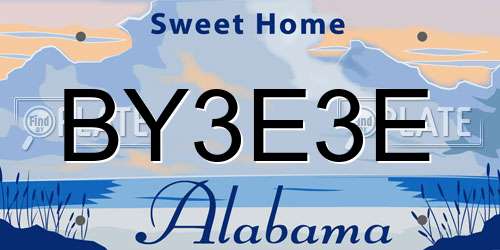 BY3E3E Alabama License Plate