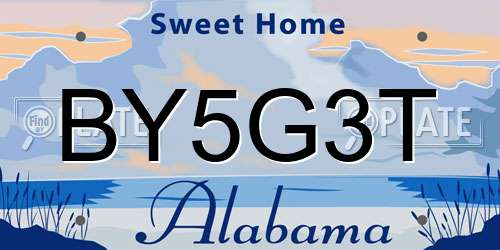 BY5G3T Alabama License Plate