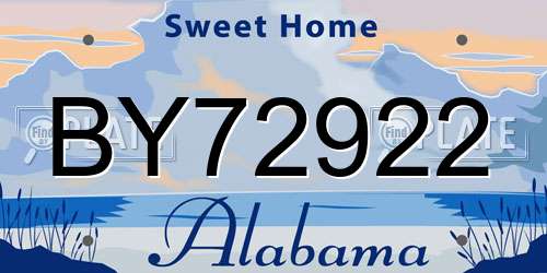 BY72922 Alabama License Plate