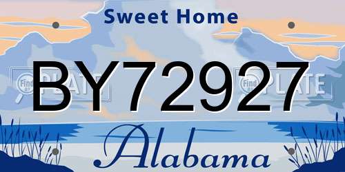 BY72927 Alabama License Plate
