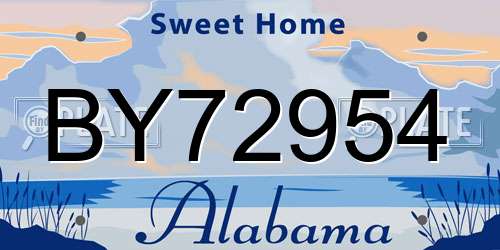 BY72954 Alabama License Plate